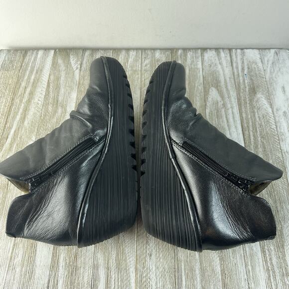 Fly London Womens Yoxy Zipper Wedge Ankle Boots EU 38 US 7.5 Graphite Leather - Picture 10 of 13